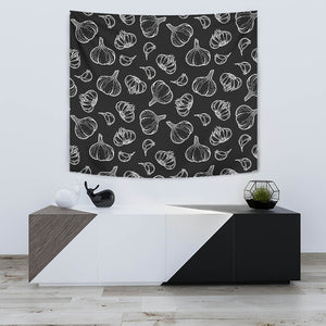 Garlic Pattern Black Background Wall Tapestry
