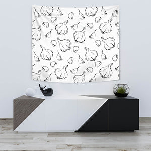 Garlic Pattern Black White Wall Tapestry