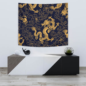 Gold Dragon Pattern Wall Tapestry