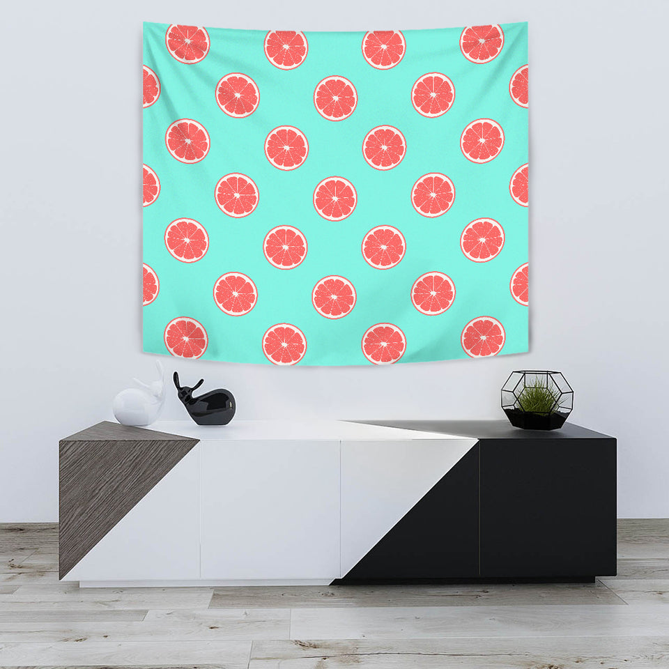 Grapefruit Green Background Wall Tapestry