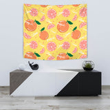 Grapefruit Yellow Background Wall Tapestry