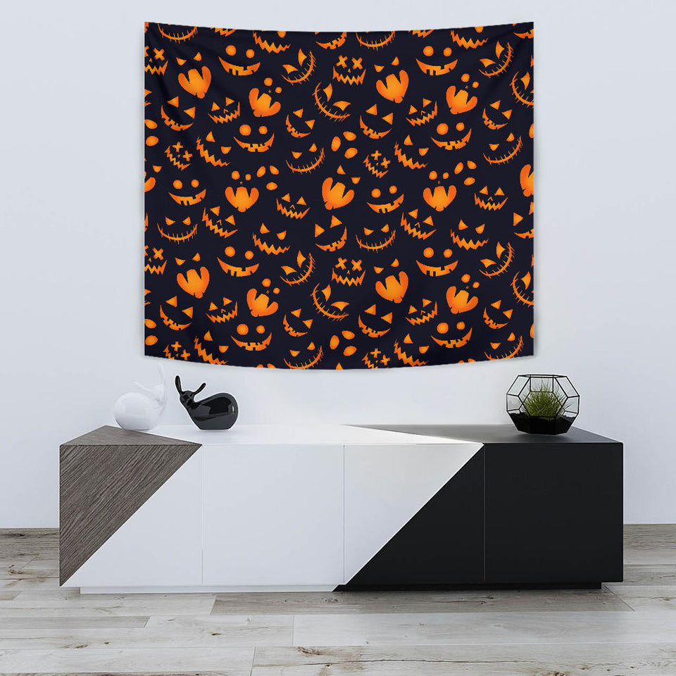 Halloween Pattern Pumpkin Background Wall Tapestry