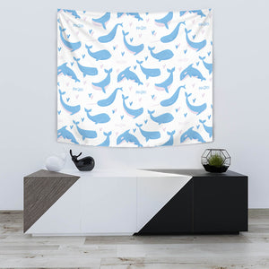 Blue Whale Pattern Wall Tapestry