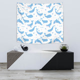 Blue Whale Pattern Wall Tapestry