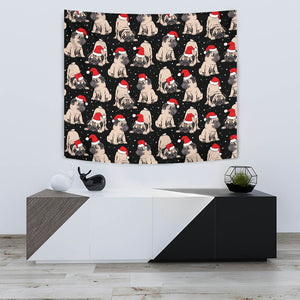 Christmas Pugs Santa_S Red Cap Pattern Wall Tapestry