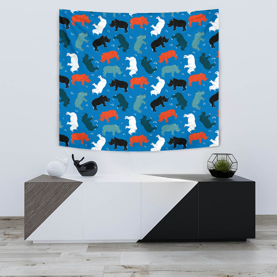 Colorful Rhino Pattern Wall Tapestry