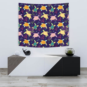 Colorful Sea Turtle Pattern Wall Tapestry