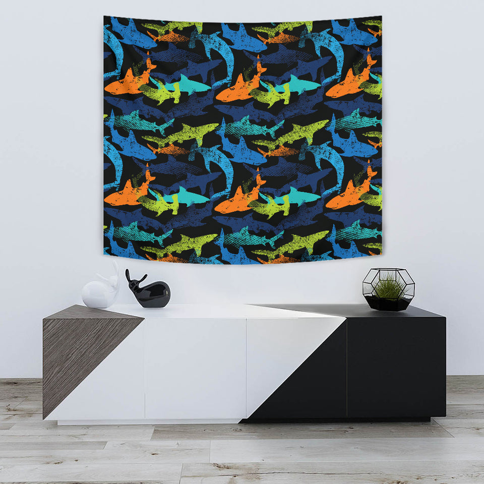 Colorful Shark Wall Tapestry