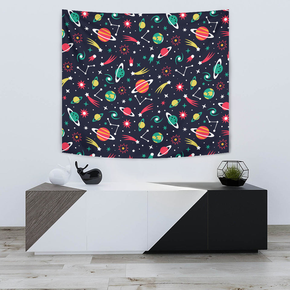 Colorful Space Pattern Planet Star Wall Tapestry