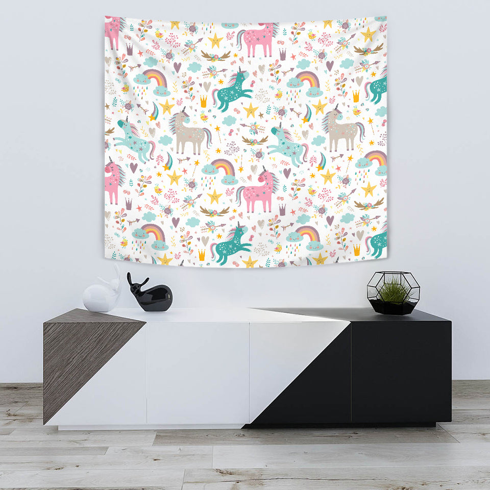 Colorful Unicorn Pattern Wall Tapestry