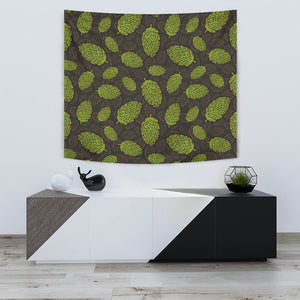 Hop Pattern Black Background Wall Tapestry