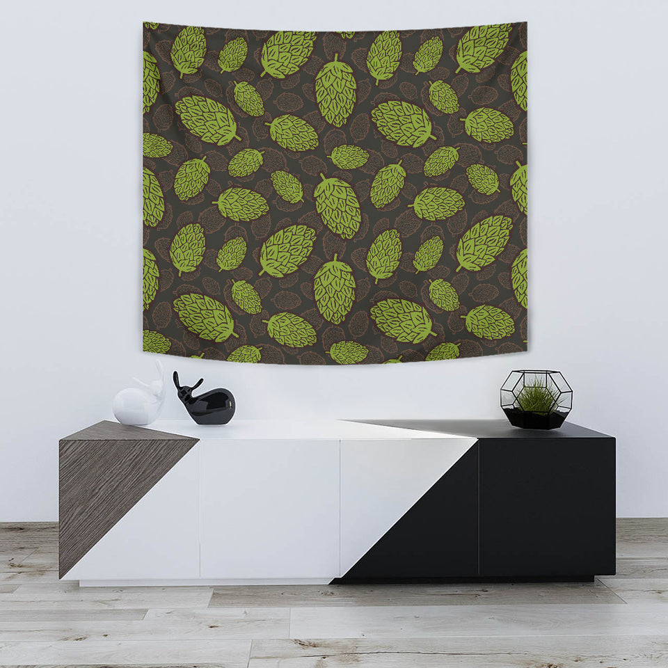 Hop Pattern Black Background Wall Tapestry