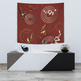Koi Fish Carp Fish Red Background Wall Tapestry