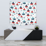 Cute Color Paper Sailboat Pattern Wall Tapestry
