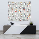 Cute Penguin Christmas Pattern Wall Tapestry