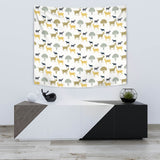 Silhouettes Of Goat And Tree Pattern Wall Tapestry