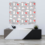 Cute Polar Bear Christmas Snow Pattern Wall Tapestry