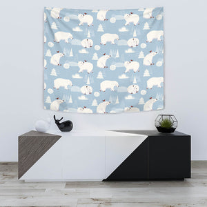 Cute Polar Bears Christmas Decoration Pattern Wall Tapestry