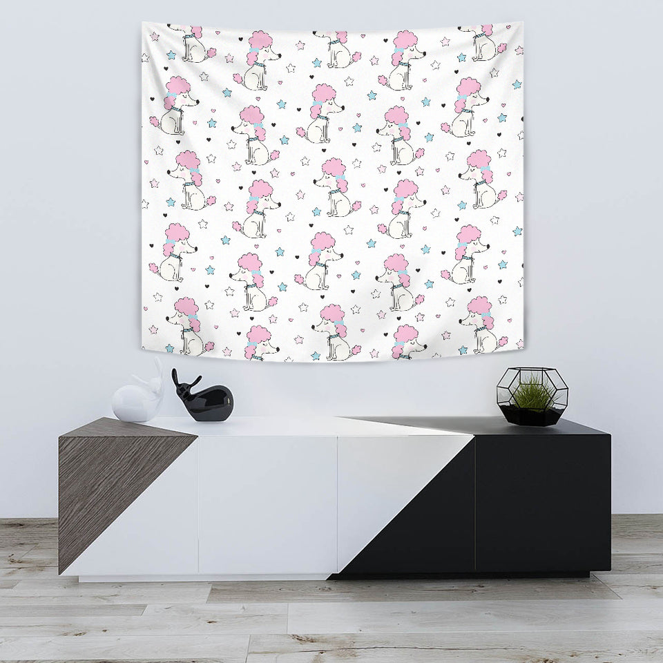 Cute Poodle Dog Star Pattern Wall Tapestry