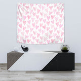 Watercolor Pink Heart Pattern Wall Tapestry