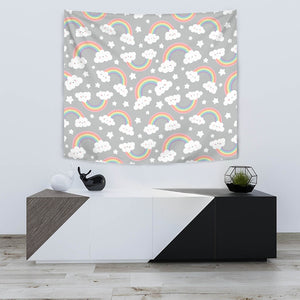 Cute Rainbow Clound Star Pattern Wall Tapestry
