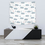 Cute Rhino Heart Pattern Wall Tapestry