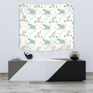 Cute Rhino Pattern Wall Tapestry