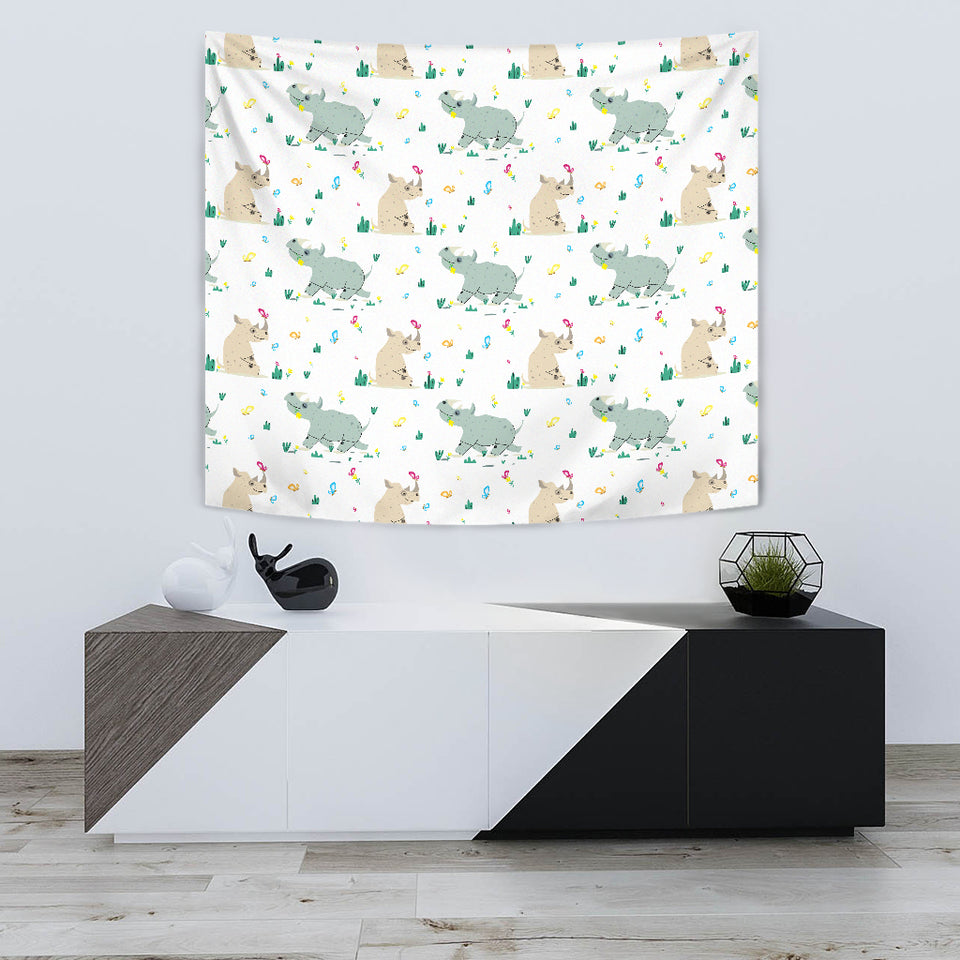 Cute Rhino Pattern Wall Tapestry