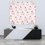 Cute Shiba Inu Dog Apple Pattern Wall Tapestry