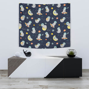 Cute Sloth Astronaut Star Planet Rocket Pattern Wall Tapestry