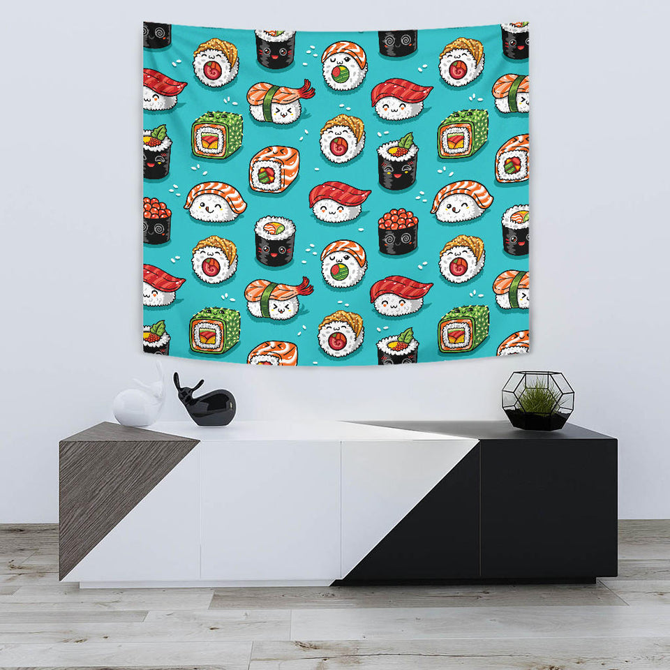 Cute Sushi Pattern Wall Tapestry