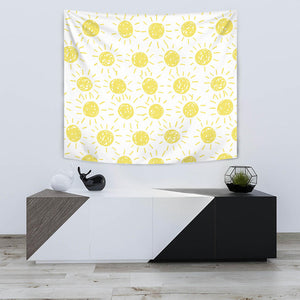 Hand Drawn Sun Pattern Wall Tapestry