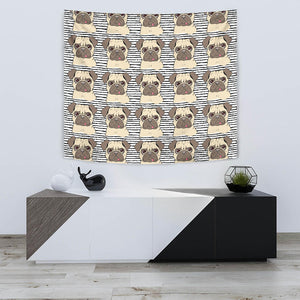 Happy Pug Pattern Wall Tapestry