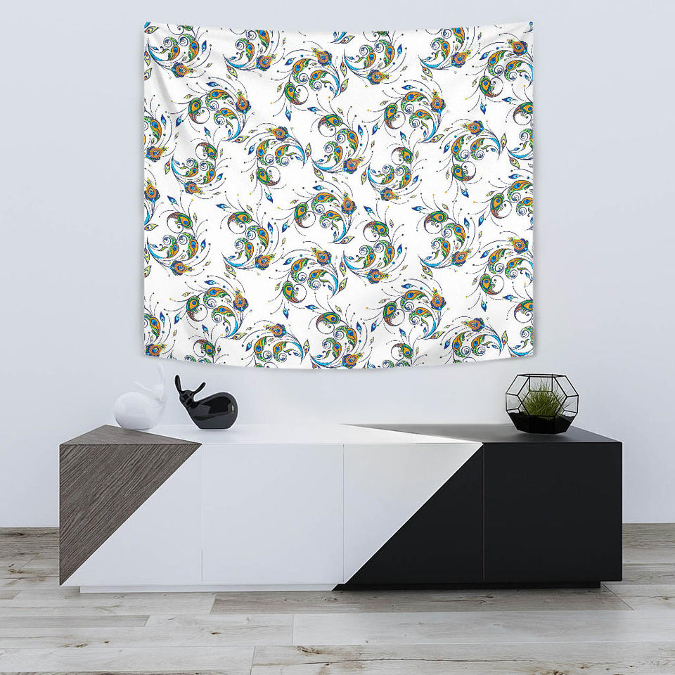 Peacock Feather Pattern Wall Tapestry
