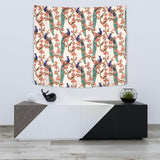 Peacock Tropical Flower Pattern Wall Tapestry