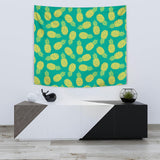 Pineapples Pattern Green Background Wall Tapestry