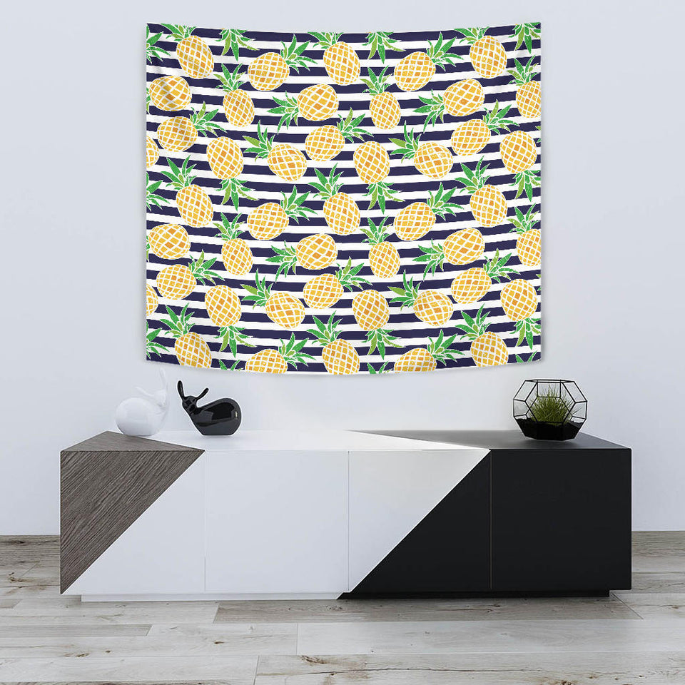 Pineapples Pattern Striped Background Wall Tapestry