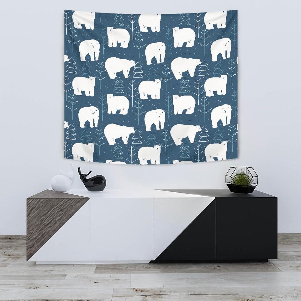 Polar Bear Mother Her Child Pattern Wall Tapestry