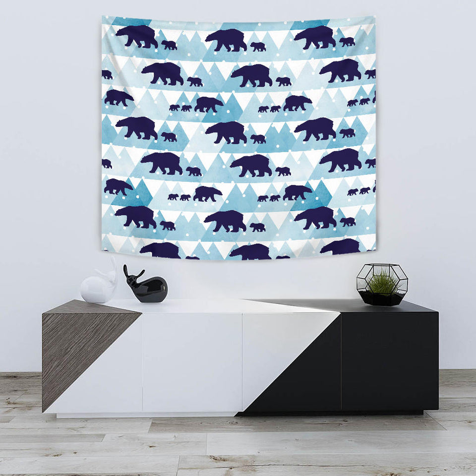 Polar Bear Winter Snow Pattern Wall Tapestry