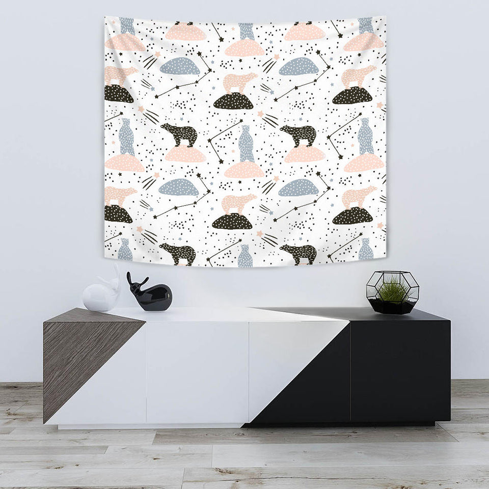 Polar Bears Star Poka Dot Pattern Wall Tapestry