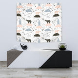 Polar Bears Star Poka Dot Pattern Wall Tapestry