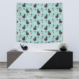 Poodle Dog Green Background Wall Tapestry