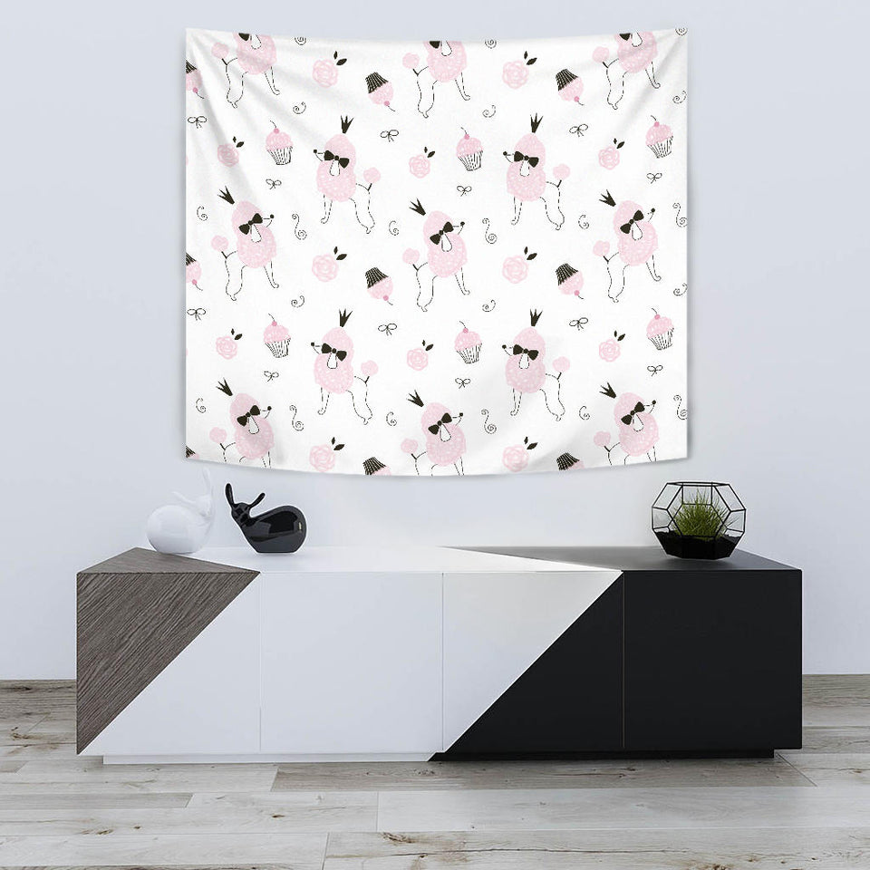 Poodle Dog Rose Cake Pattern Wall Tapestry