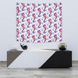 Purple Seahorse Blue Coral Pattern Wall Tapestry