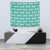 Rainbow Pattern Green Background Wall Tapestry