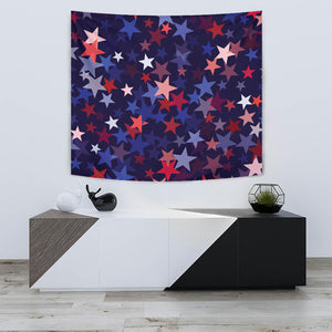 Red Blue Star Pattern Wall Tapestry