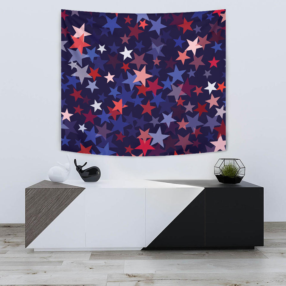 Red Blue Star Pattern Wall Tapestry