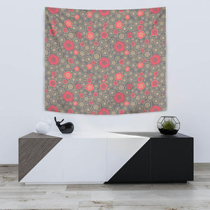 Red Gold Sakura Cherry Blossom Gray Background Wall Tapestry
