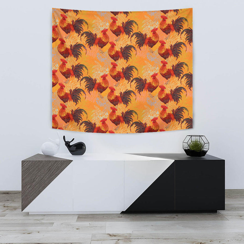 Red Rooster Chicken Cock Pattern Wall Tapestry