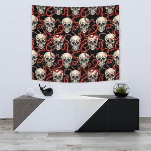 Red Snake Skull Pattern Wall Tapestry